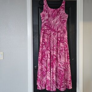 CC Fashions Hawaii Vintage Pink Tropical Princess Seam Maxi Dress Size 11/12